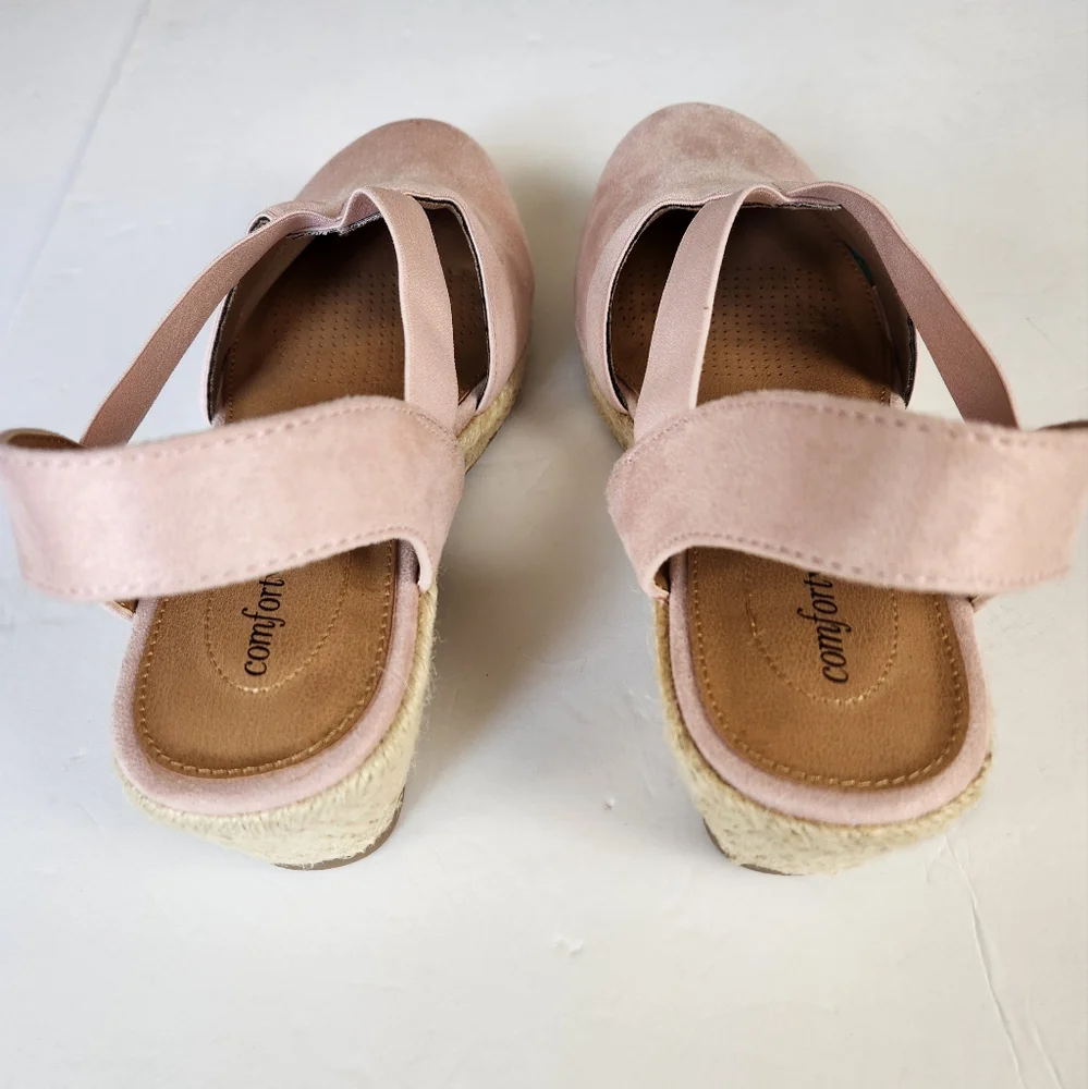 Comfortview Pastel Pink Wide Width The Elodie Espadrille Sandals Size 9W